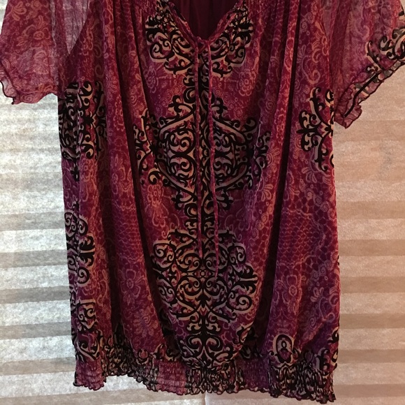 INC Sheer Blouse with Lining, Short Sleeves. Sz XL - Picture 2 of 5